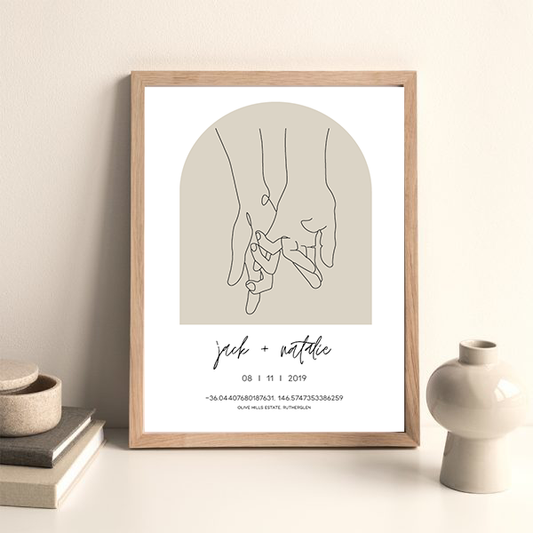 intertwined hands print